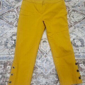 Womens Ann Taylor Mustard Color Button Detail Pant Womens Size 12 EUC